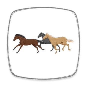 Three Horses - Viereckiger Kühlschrankmagnet - Weiß - Vorne