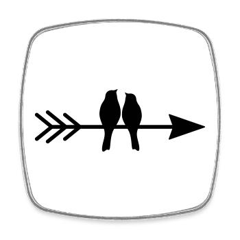 Couple oiseaux oiseaux sur flèche cadeau amour - Magnet carré - blanc - Devant