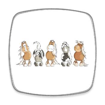 Funny Horses - Pferde - Pferd - Viereckiger Kühlschrankmagnet - Weiß - Vorne