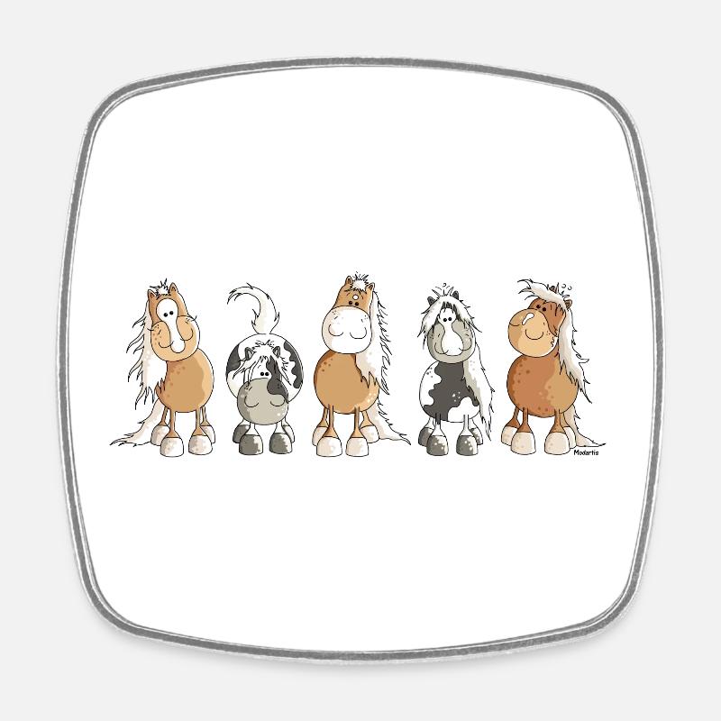 Funny Horses - Horse - Square fridge magnet - white