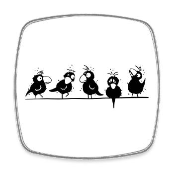 Happy Raben - Viereckiger Kühlschrankmagnet - Weiß - Vorne