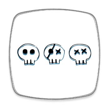Bones Skulls - Square fridge magnet - white - Front
