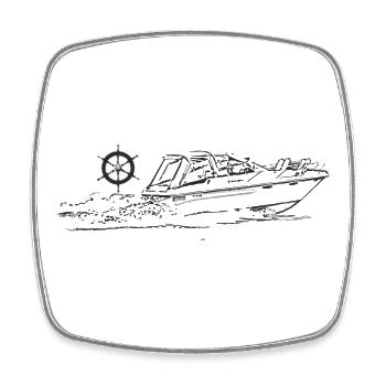 motorboot steuerrad - Viereckiger Kühlschrankmagnet - Weiß - Vorne