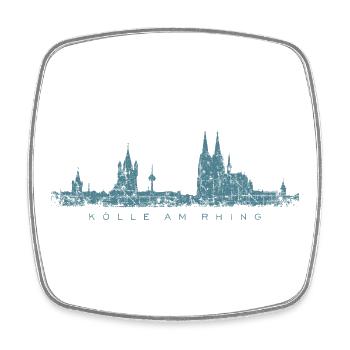 Kölle am Rhing Köln Kölner Skyline (Vintage Blau) - Viereckiger Kühlschrankmagnet - Weiß - Vorne