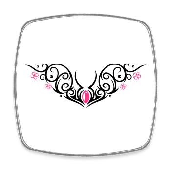 Kirschblüten Tribal, cherry blossom Tattoo - Magnet carré - blanc - Devant