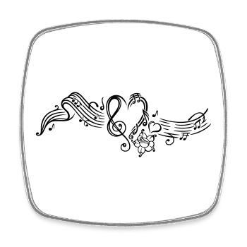 Sheet music with music notes, clef and flowers - Square fridge magnet - white - Front