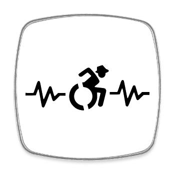 Utilisateur d’un fauteuil roulant avec battements de cœur # - Magnet carré - blanc - Devant