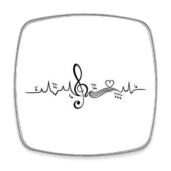 Herzschlag, Liebe zur Musik - Viereckiger Kühlschrankmagnet - Weiß - Vorne