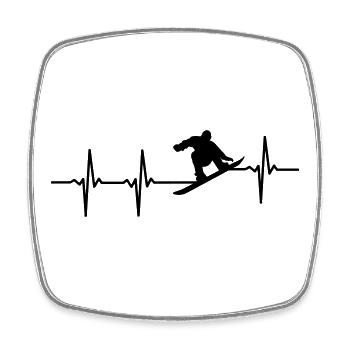 Snowboarder EKG - Viereckiger Kühlschrankmagnet - Weiß - Vorne