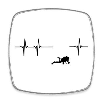 Taucher EKG - Viereckiger Kühlschrankmagnet - Weiß - Vorne