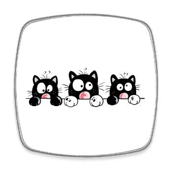 Drôle chat dessin animé - Magnet carré - blanc - Devant