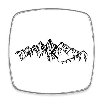 Mountains Black silhouettes in the fog - Square fridge magnet - white - Front
