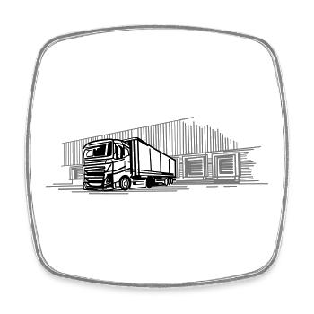 Transport par camion Expédition - Magnet carré - blanc - Devant