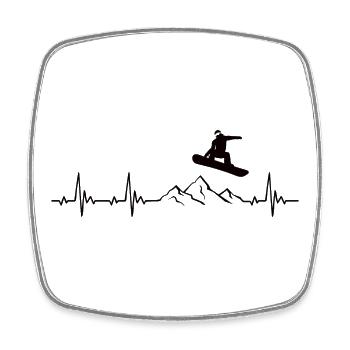 Snowboarding cadeau de battement de cœur pour snowboarders - Magnet carré - blanc - Devant