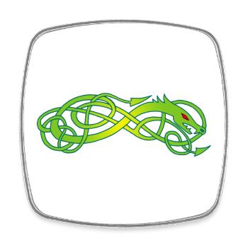 Serpent celte vert - Magnet carré - blanc - Devant