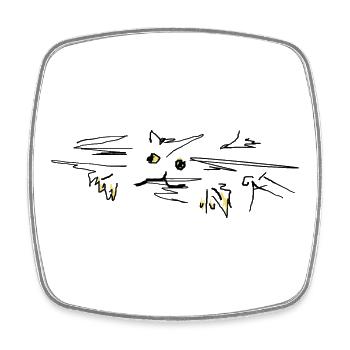 Chat Chat - Magnet carré - blanc - Devant