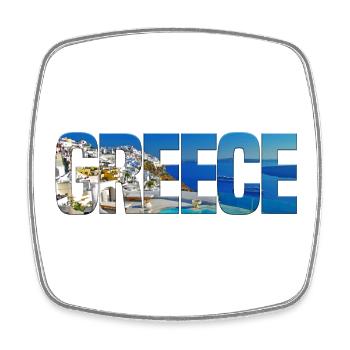 Greece Coastal Panorama Collage - Square fridge magnet - white - Front