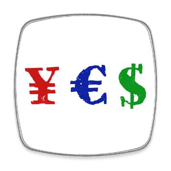 Yen Euro Dollar - YES - Viereckiger Kühlschrankmagnet - Weiß - Vorne
