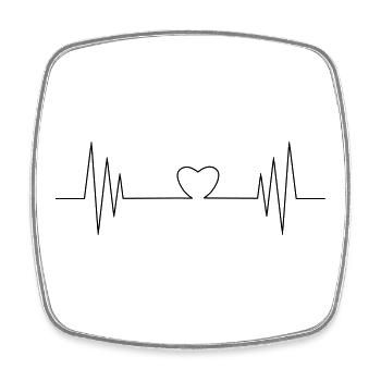 Battement de cœur avec le cœur - ECG Love Design - Magnet carré - blanc - Devant