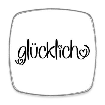 glücklich - Viereckiger Kühlschrankmagnet - Weiß - Vorne