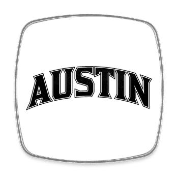 AUSTIN Arc Schriftzug Print - Viereckiger Kühlschrankmagnet - Weiß - Vorne