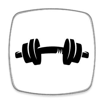 Gewicht Hantel Fitness pumpen Bodybuilding Symbol - Viereckiger Kühlschrankmagnet - Weiß - Vorne
