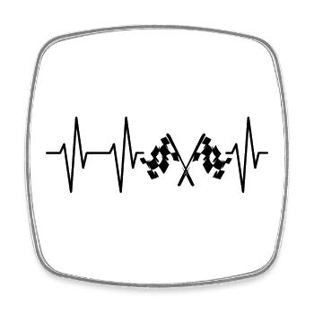 Flag Heartbeat Flags Racing Racer Heartbeat Pulse - Square fridge magnet - white - Front
