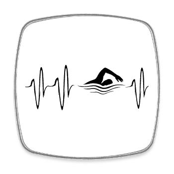 natation battement de cœur nageur pouls ecg eau du lac - Magnet carré - blanc - Devant