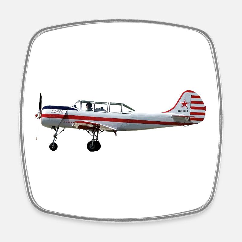 Yak-52 - Viereckiger Kühlschrankmagnet - Weiß