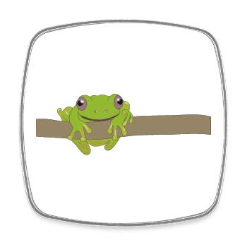 Green frog on a branch - Square fridge magnet - white - Front
