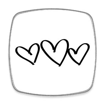 3 Herzen Liebe - Viereckiger Kühlschrankmagnet - Weiß - Vorne