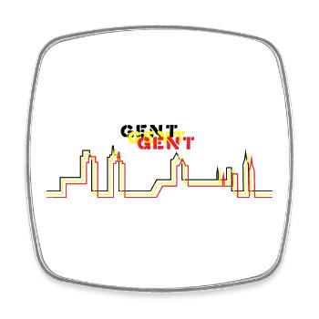 Skyline tricolore minimaliste de Gand - Magnet carré - blanc - Devant