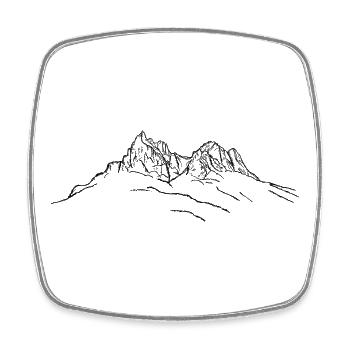 Sciliar, Dolomites, Alpes, Montagnes, Montagnes, Tyrol du Sud - Magnet carré - blanc - Devant