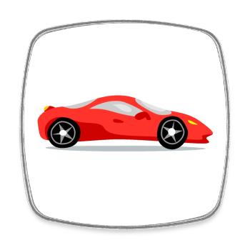 Red sports car - Square fridge magnet - white - Front