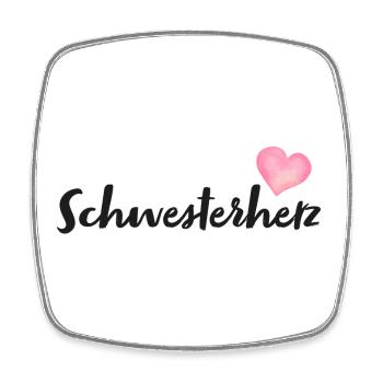 Schwesterherz - Viereckiger Kühlschrankmagnet - Weiß - Vorne