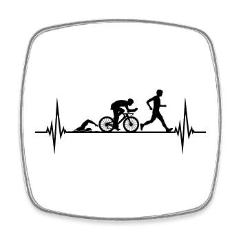 Herzschlag Sport Triathlon - Viereckiger Kühlschrankmagnet - Weiß - Vorne