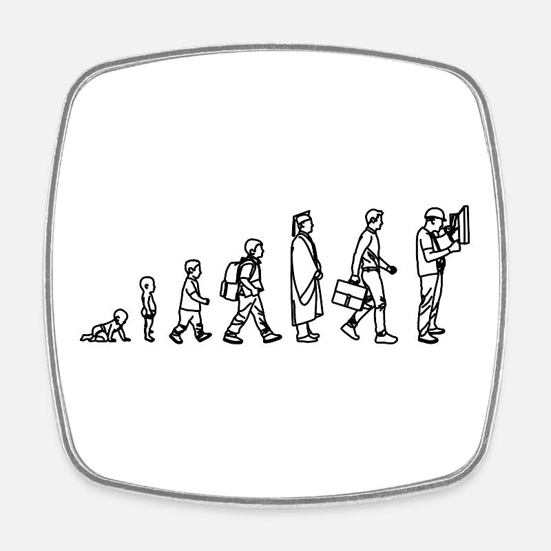 Elektriker Evolution - Viereckiger Kühlschrankmagnet - Weiß