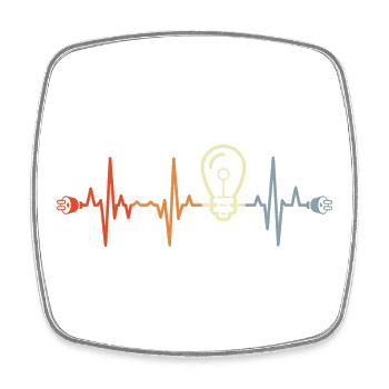 Mein Herz schlägt für Elektrizität - Viereckiger Kühlschrankmagnet - Weiß - Vorne