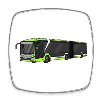 Bus, Schulbus, Busfahrer - Viereckiger Kühlschrankmagnet - Weiß - Vorne