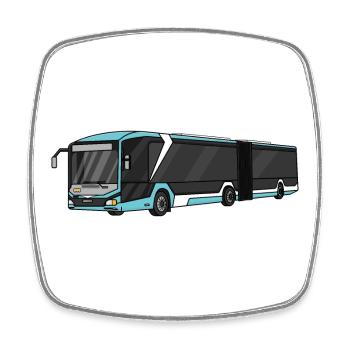 Bus, Schulbus, Busfahrer - Viereckiger Kühlschrankmagnet - Weiß - Vorne