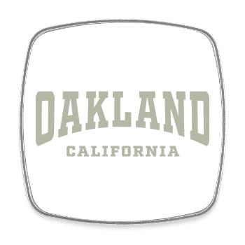 Oakland California Typography Tee - Square fridge magnet - white - Front