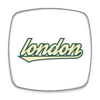 London Retro Schriftzug Tee - Viereckiger Kühlschrankmagnet - Weiß - Vorne