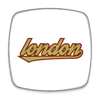 London Retro Script Logo - Viereckiger Kühlschrankmagnet - Weiß - Vorne