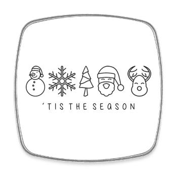 Winterurlaub Icons Set - Viereckiger Kühlschrankmagnet - Weiß - Vorne