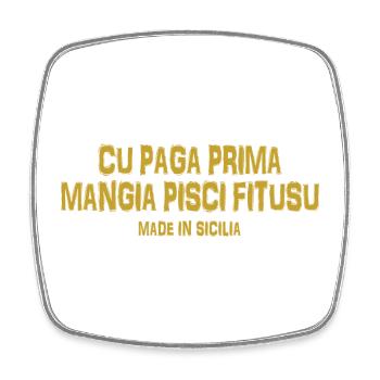 Trinacria T-Shirt Sizilien Sizilianisches Sprichwort - Viereckiger Kühlschrankmagnet - Weiß - Vorne