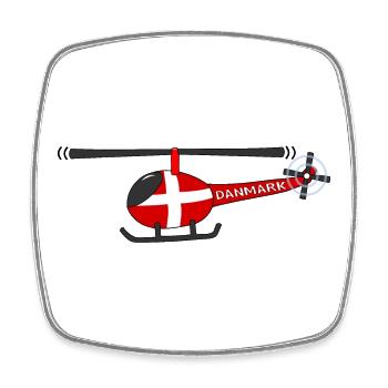 Hélicoptère Danemark Flag Enfants - Magnet carré - blanc - Devant