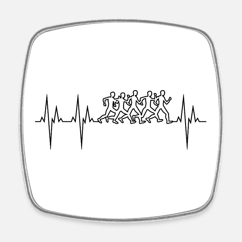 Marathon électrocardiogramme ECG Marathon - Magnet carré - blanc