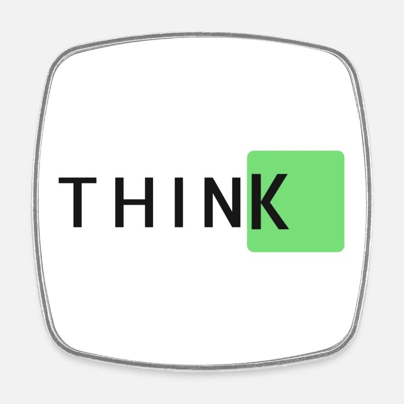 ThinkK Green Block Typo - Magnet carré - blanc
