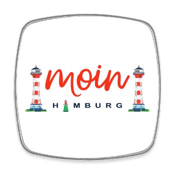 Moin Hamburg, Leuchtturm Wittenbergen - Viereckiger Kühlschrankmagnet - Weiß - Vorne