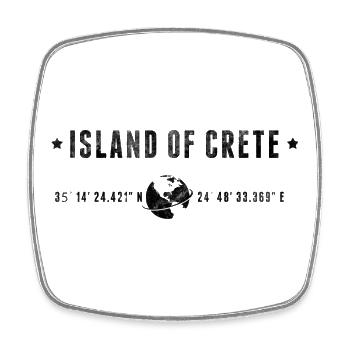 Kreta stilisierte geografische Koordinaten - Viereckiger Kühlschrankmagnet - Weiß - Vorne